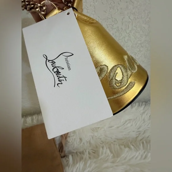 Christian Louboutin Gold Mini Bucket Bag with Chain crossbody - Picture 4 of 12